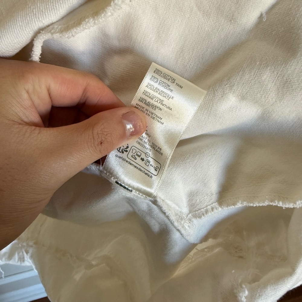 Free People White Ecru Harlow Denim Mini Dress Sz XL Crew Neckline Shirt Style - Picture 8 of 10
